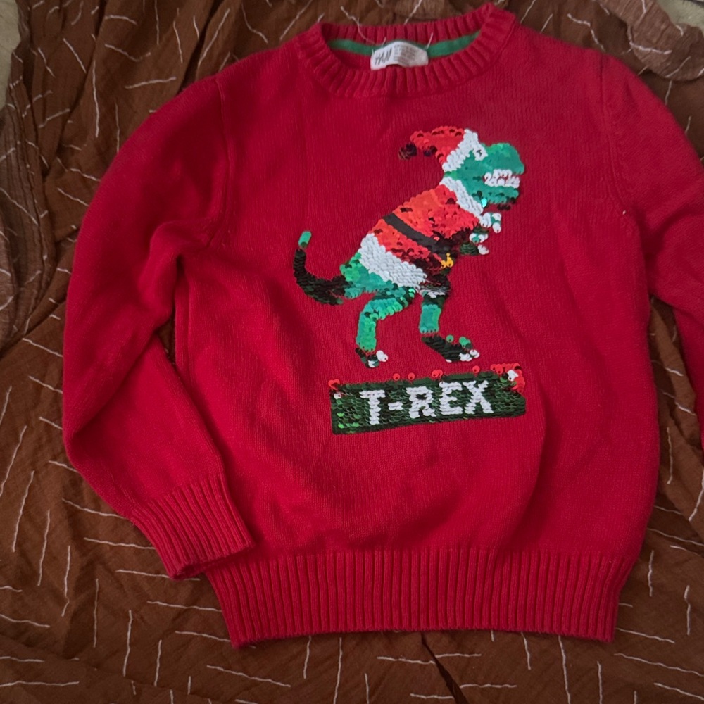 H&M Red T-Rex Crewneck Sweater